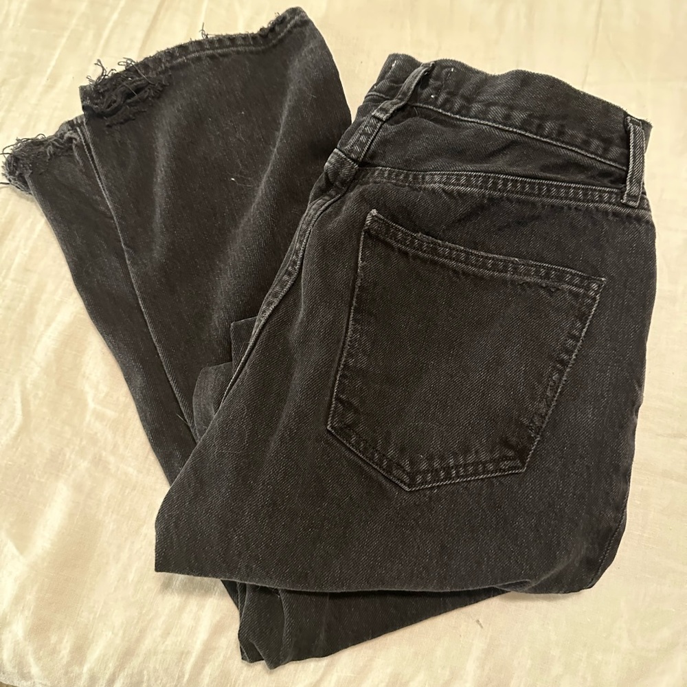 Agolde Lana high rise straight full length jeans washed black